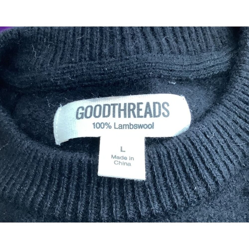 Goodthreads Men Black 100% Lambswool Crewneck Sweater L - Picture 5 of 7